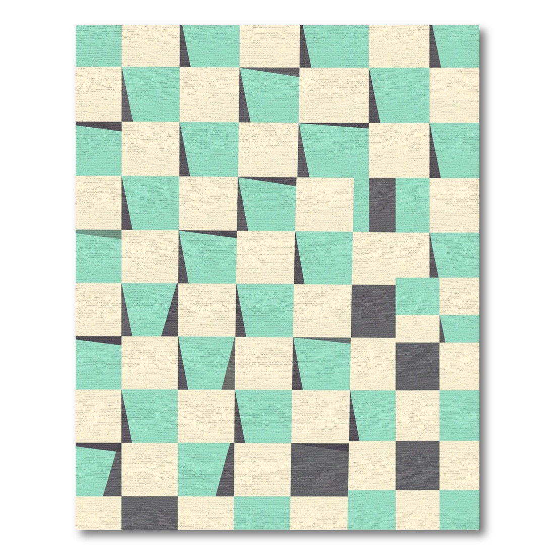 Aqua Cream Geometric Tilted Squares Rug