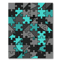 Geometric Teal and Charcoal Jigsaw Puzzle Rug