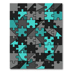 Geometric Teal and Charcoal Jigsaw Puzzle Rug