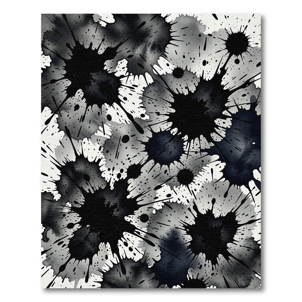 Grunge Splatter Inkburst Black White Rug
