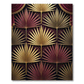 Art Deco Gold and Burgundy Palm Rug