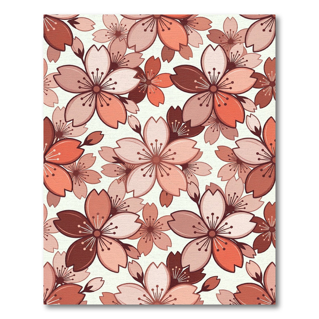Terracotta Blossom Flower Repeating Arrangement Rug