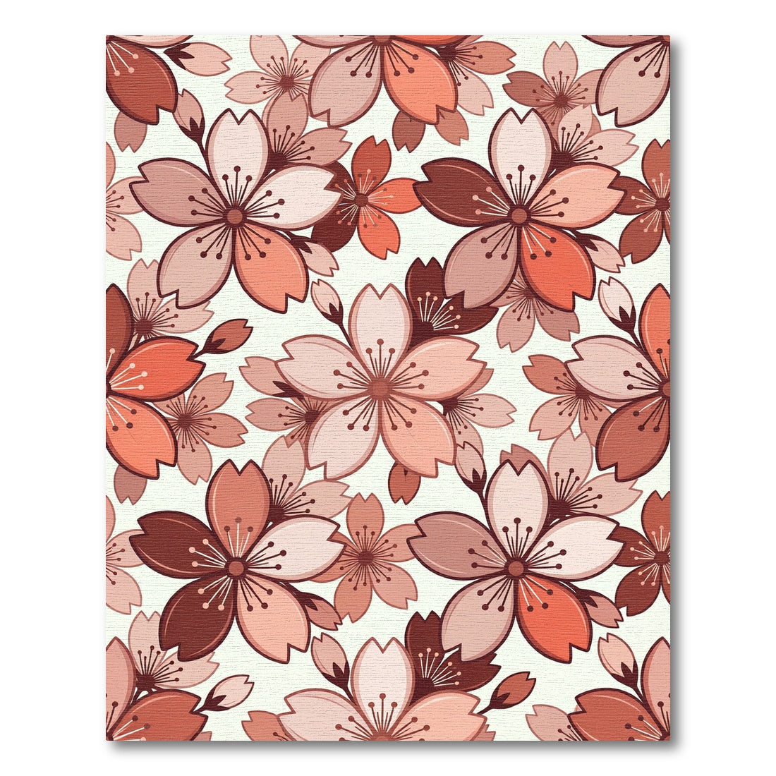 Terracotta Blossom Flower Repeating Arrangement Rug