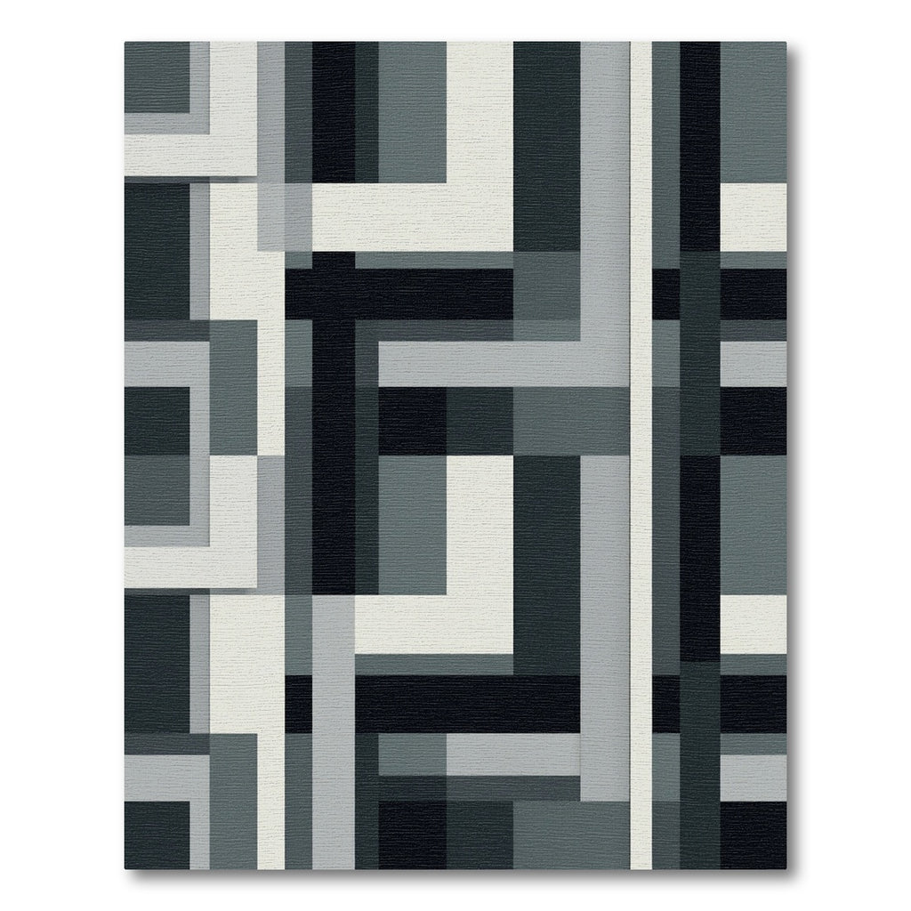 Abstract Grayscale Rectilinear Art Rug