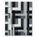 Abstract Grayscale Rectilinear Art Rug