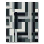 Abstract Grayscale Rectilinear Art Rug