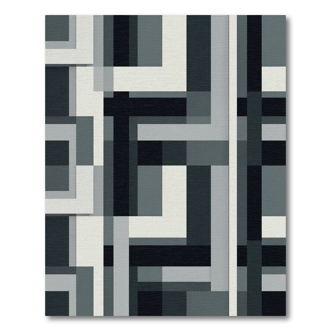 Abstract Grayscale Rectilinear Art Rug