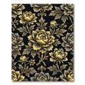 Elegant Golden Peony Floral Damask Rug