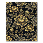 Elegant Golden Peony Floral Damask Rug