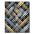 Interwoven Metallic Gold and Silver Diagonal Strips Rug
