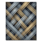 Interwoven Metallic Gold and Silver Diagonal Strips Rug
