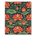 Vibrant Red Lotus Pond Floral Rug