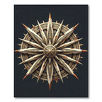 Ornate Golden Starburst Compass Rose Rug