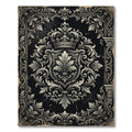 Ornate Black Scrollwork Crown Rug