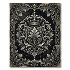 Ornate Black Scrollwork Crown Rug