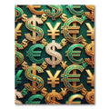 Opulent Currency Emblem Gold Teal Wallcovering Rug