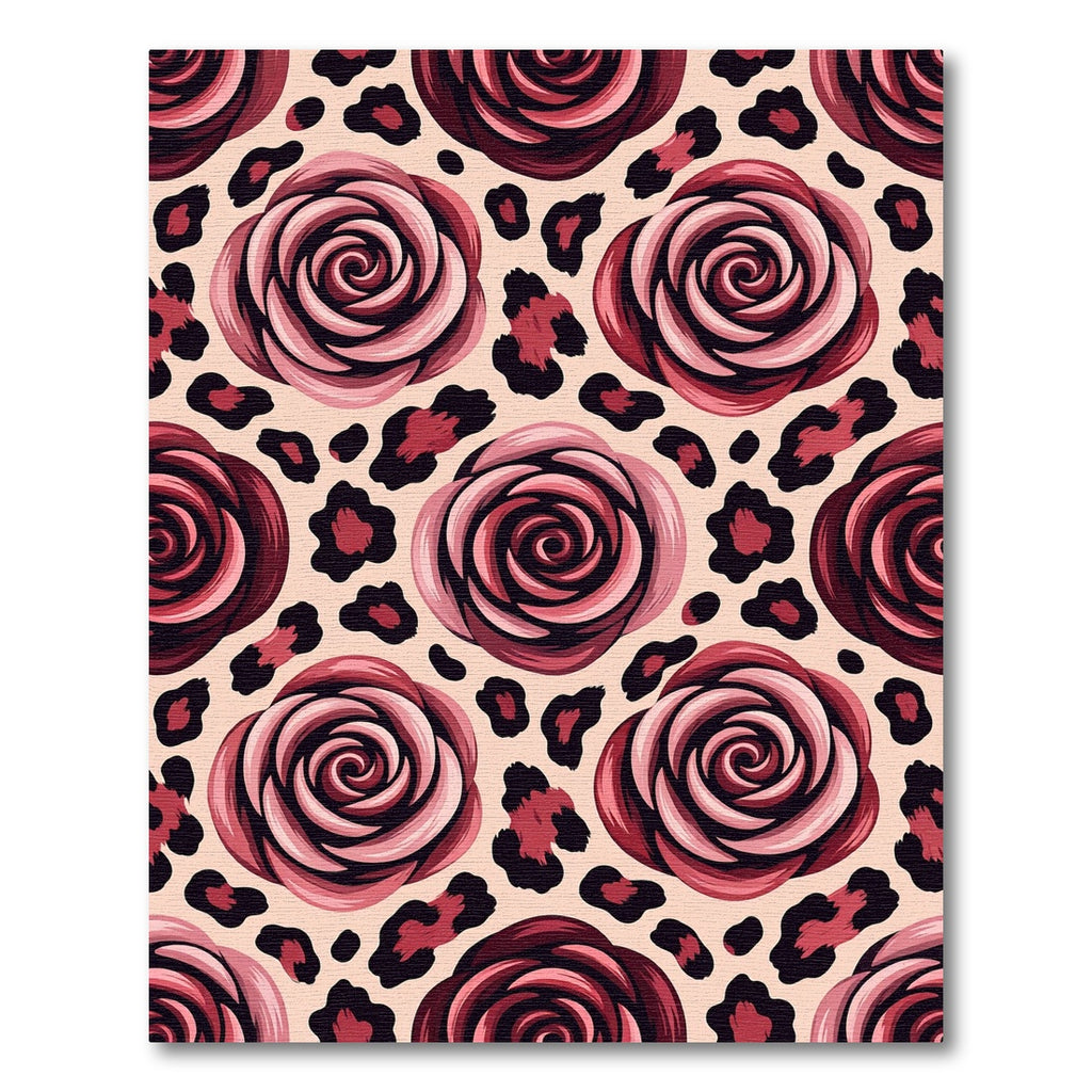 Crimson Rose Leopard Print Rug