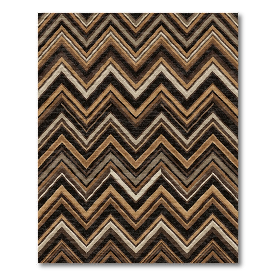 Earthy Brown Zigzag Stripe Lines Rug