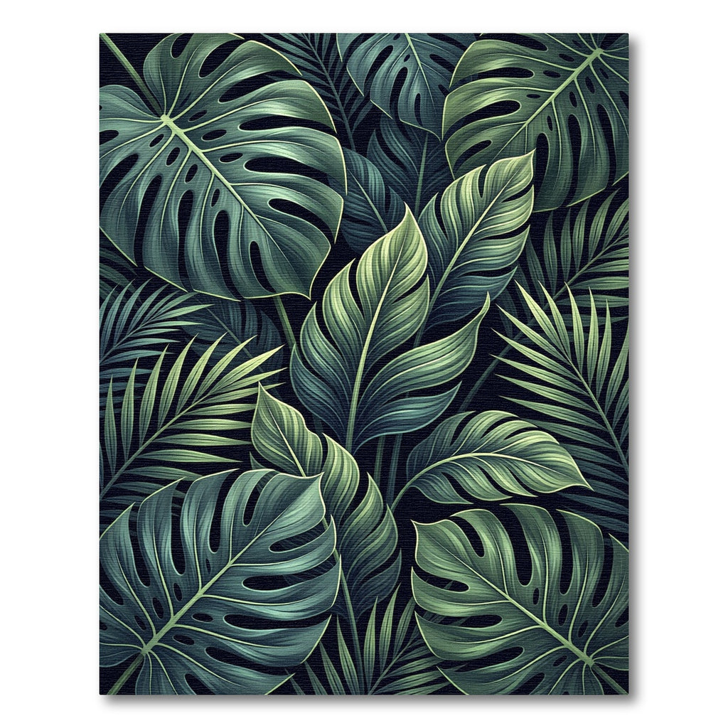 Deep Forest Exotic Leaf Wallpaper Rug