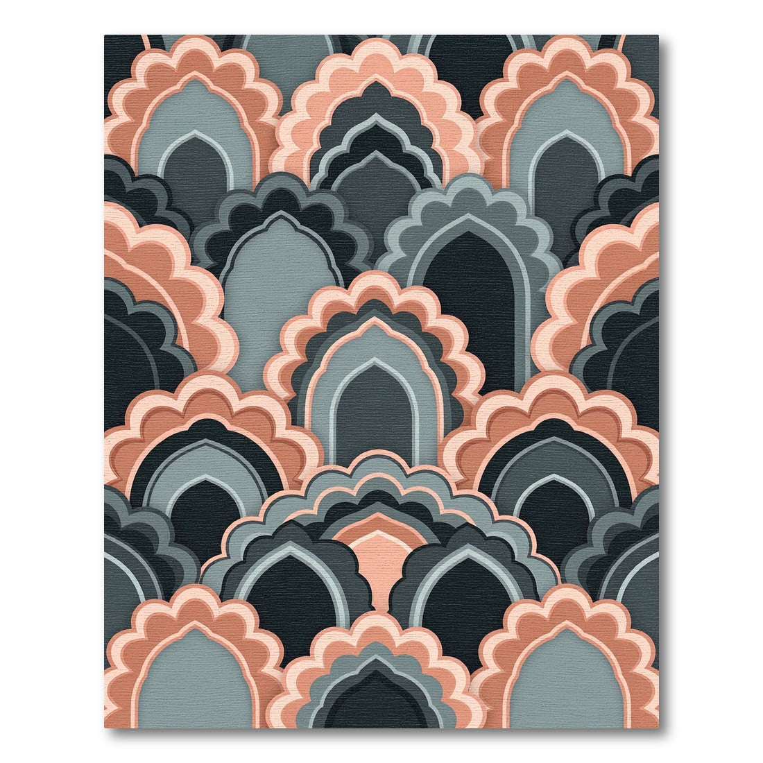Archival Coral Gray Archway Pattern Rug