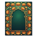 Golden Lotus Floral Emerald Frame Rug