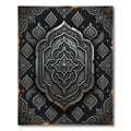 Dark Silver Damask Ornate Medallion Rug