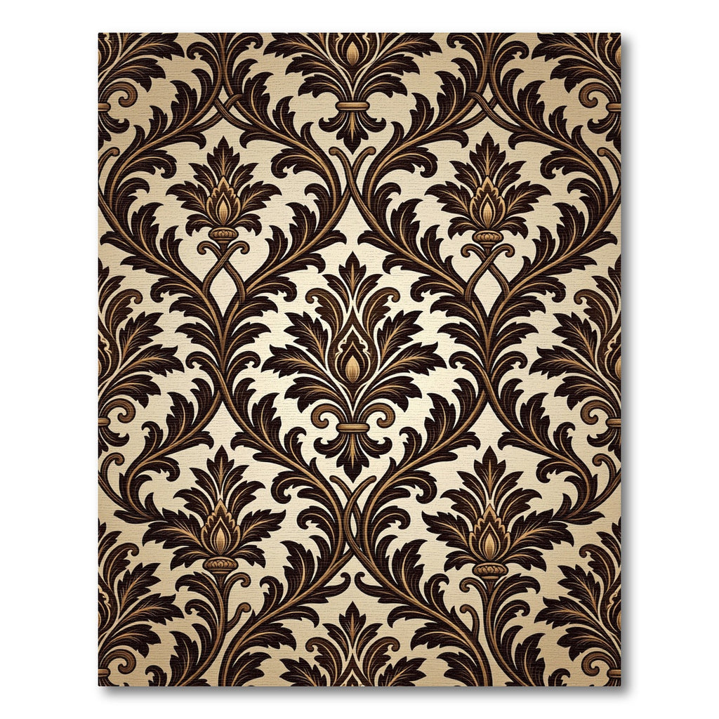 Rich Chocolate Leaf Scroll Rug