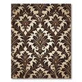 Rich Chocolate Leaf Scroll Rug