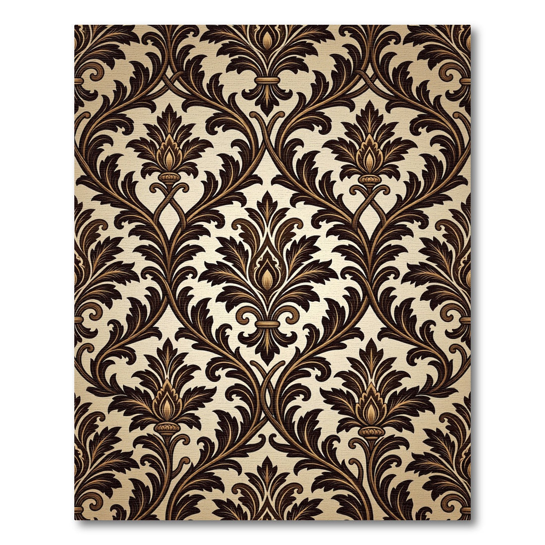 Rich Chocolate Leaf Scroll Rug