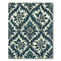 Elegant Teal Rose Damask Scroll Rug