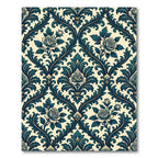 Elegant Teal Rose Damask Scroll Rug