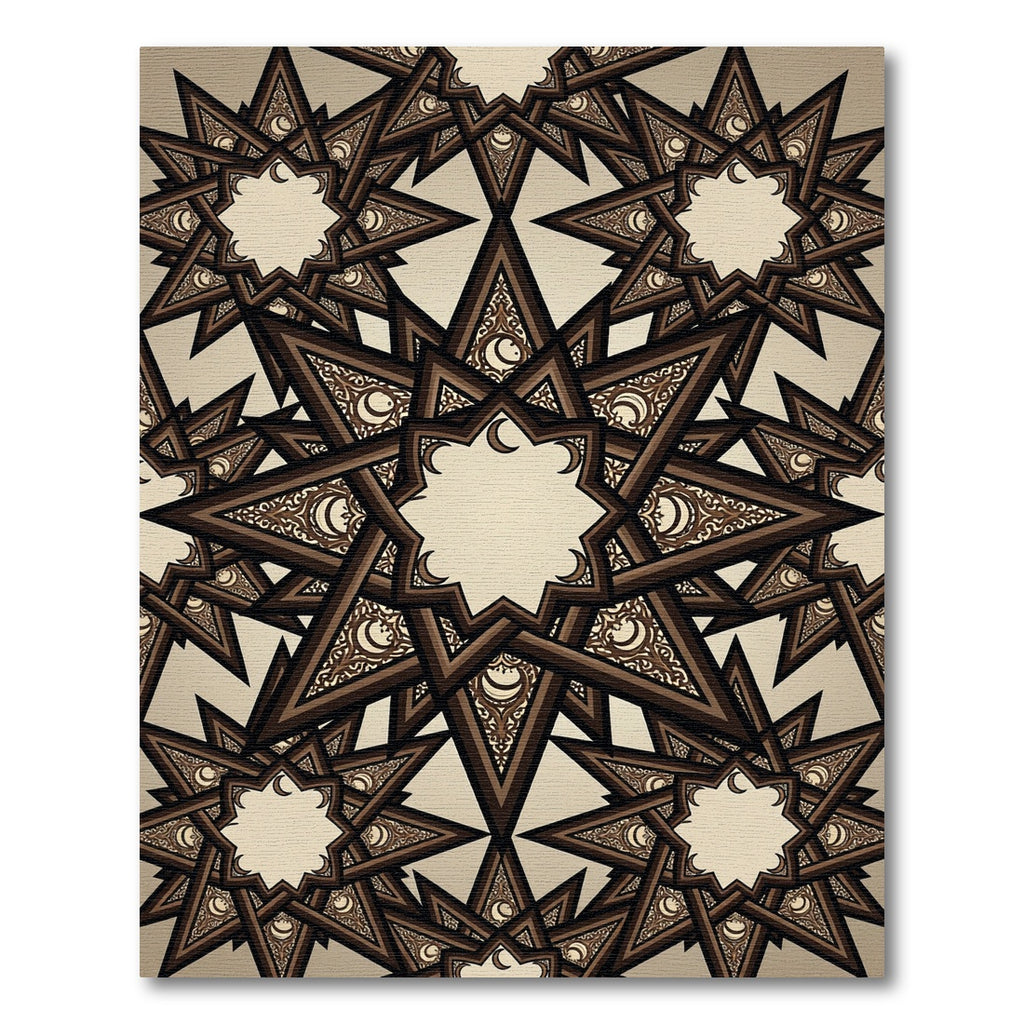Intricate Bronze Geometric Celestial Star Rug