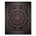 Dark Crimson Ornate Floral Medallion Rug