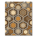Midcentury Earth Tone Geometric Hexagon Rug