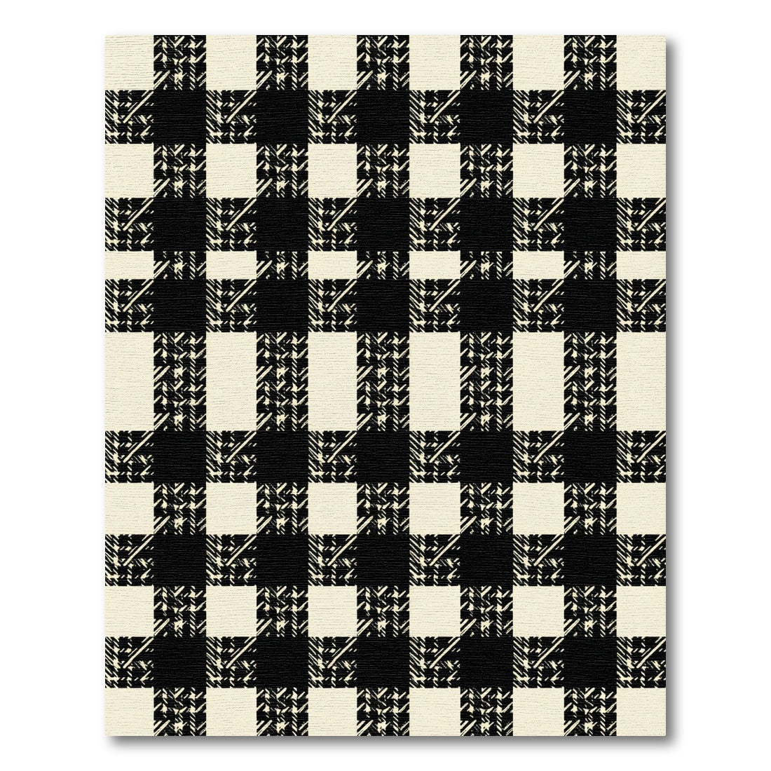 Monochrome Black and Cream Buffalo Check Rug