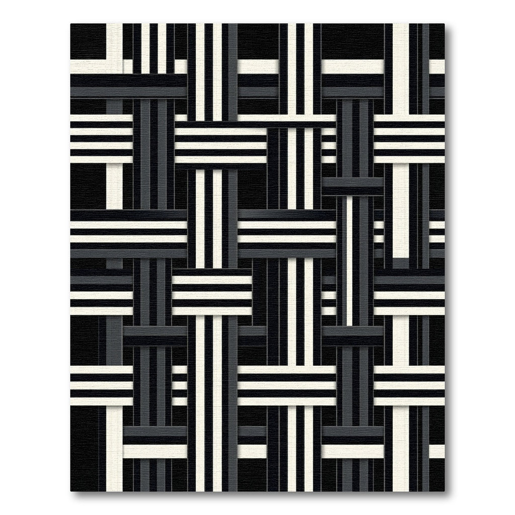 Modern Monochromatic Interwoven Striped Weave Rug