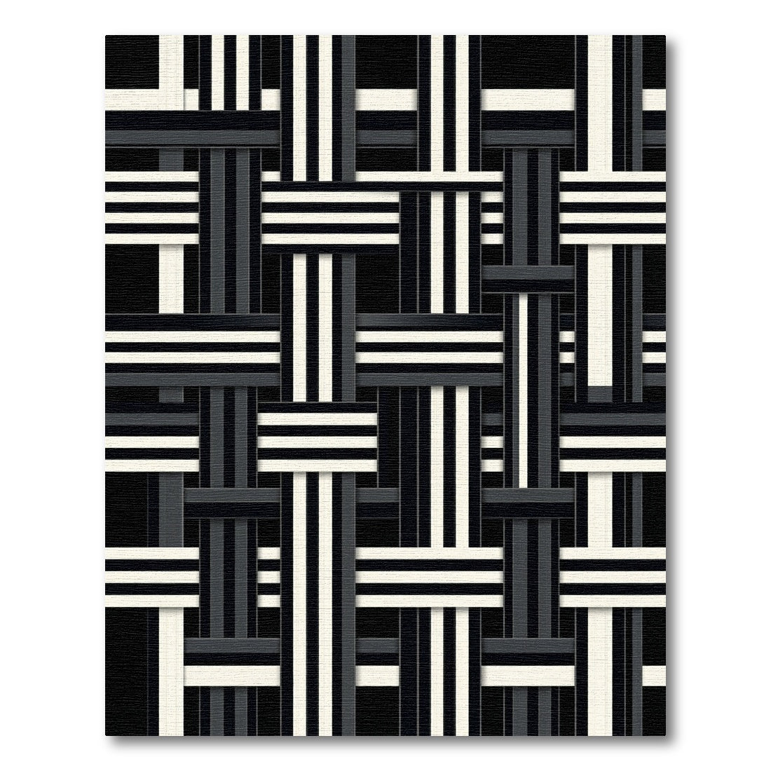 Modern Monochromatic Interwoven Striped Weave Rug