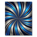 Modern Cobalt Silver Swirling Metallic Vortex Rug