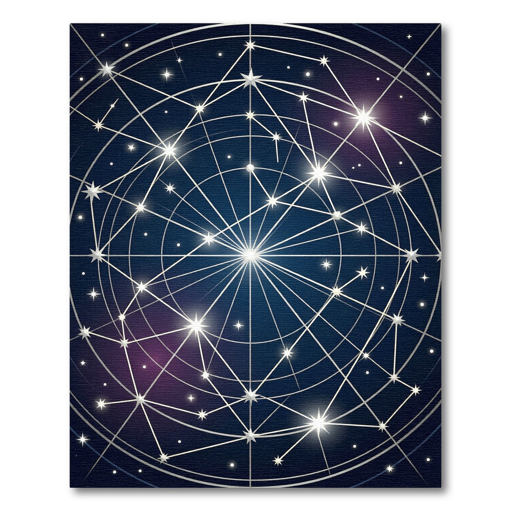 Celestial Navy Blue Constellation Geometric Rug
