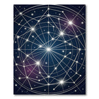 Celestial Navy Blue Constellation Geometric Rug