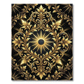 Ornate Golden Sunburst Black Filigree Rug
