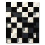 Modern Monochrome Checkerboard Marble Tile Rug