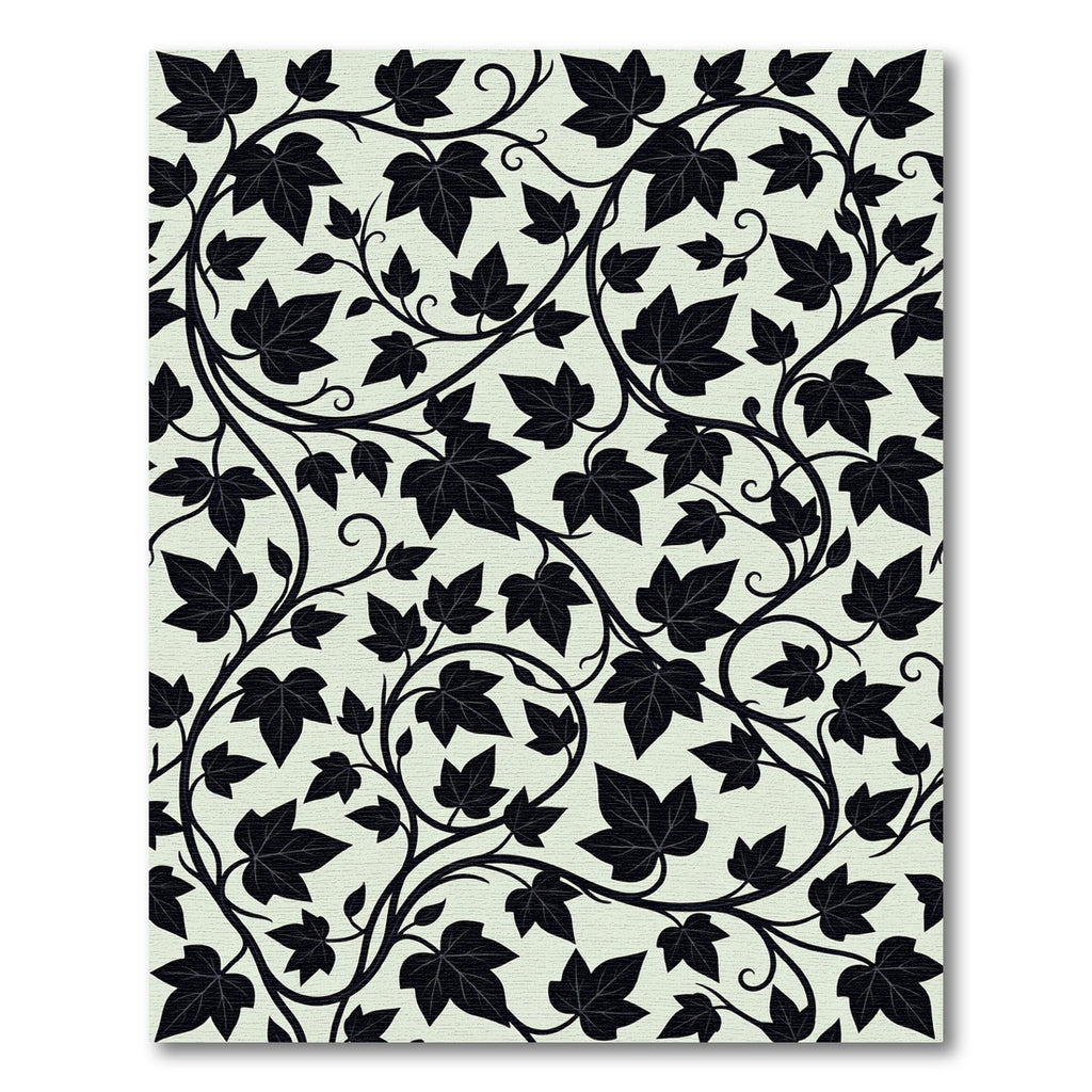 Classic Black Ivy Vine Swirls Rug