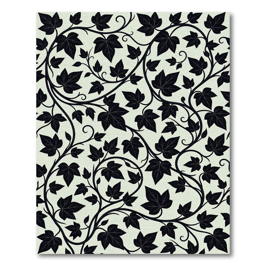 Classic Black Ivy Vine Swirls Rug