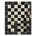 Black Cream Plaid Square Composition Rug