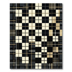 Black Cream Plaid Square Composition Rug