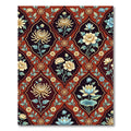 Rich Crimson Chinoiserie Floral Medallion Rug