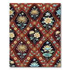 Rich Crimson Chinoiserie Floral Medallion Rug