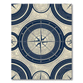 Navigational Compass Marine Blue Whirled Motif Rug