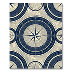 Navigational Compass Marine Blue Whirled Motif Rug